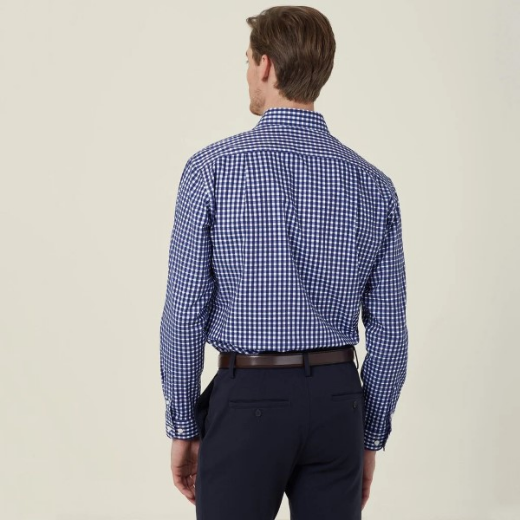 Picture of NNT Mens Dobby Check Cotton Long Sleeve Shirt